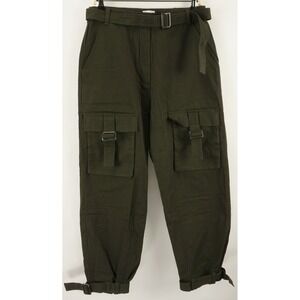 Mistress Rocks Stoked Belted Twill Military Combat Cargo Pants Womens L Brown